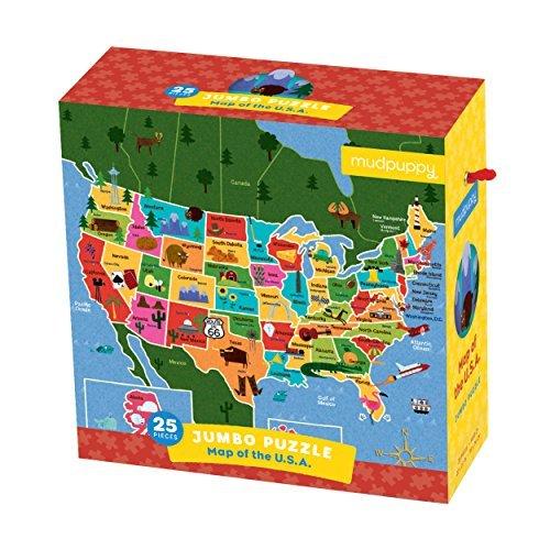 ジグソーパズル 海外製 アメリカ 09780735334069 Mudpuppy Map Of USA - Jumbo 25 Piece Jigsaw Floor