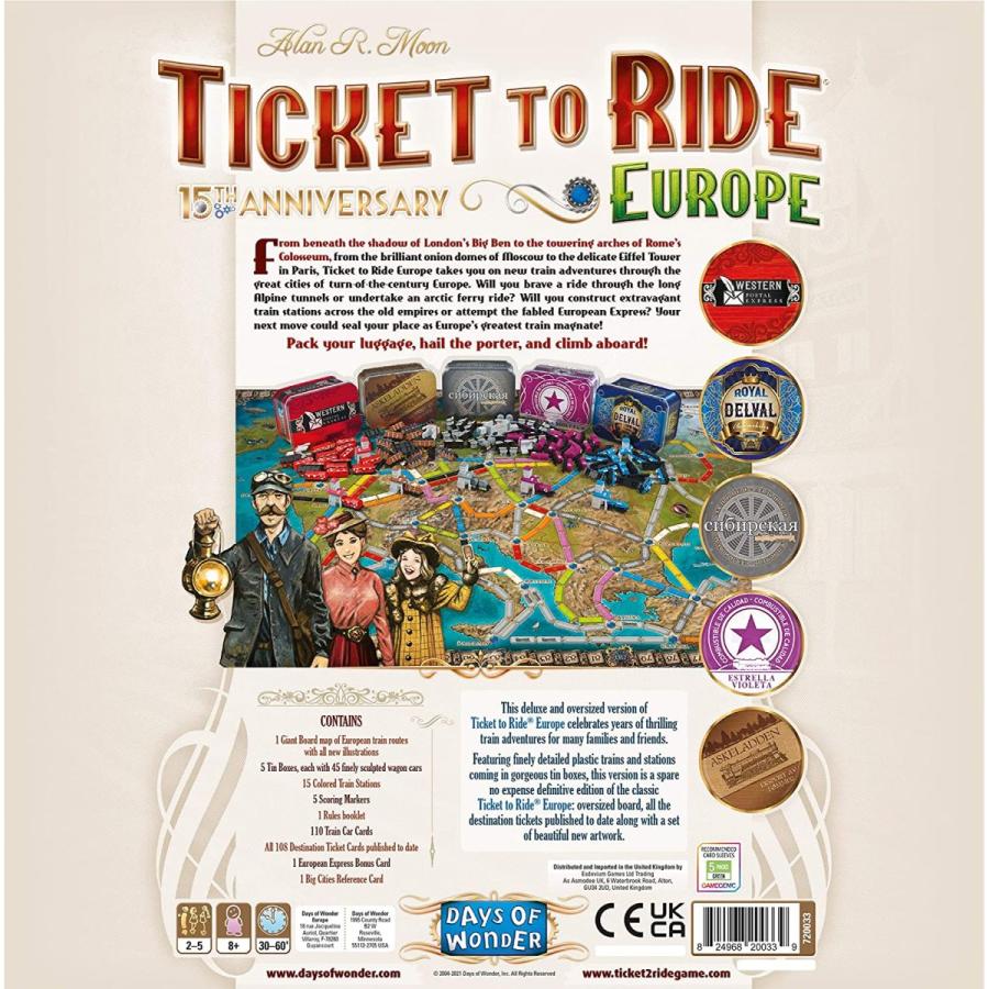 工場直送 ボードゲーム 英語 アメリカ Do7233 Ticket To Ride Europe Board Game 15th Anniversary Deluxe Edition 無料長期保証 Www Ladislexia Net