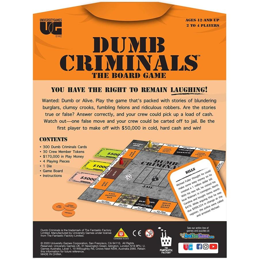 ボードゲーム 英語 アメリカ 01442 University Games, Dumb Criminals Board Game, for 2-4 Players_1
