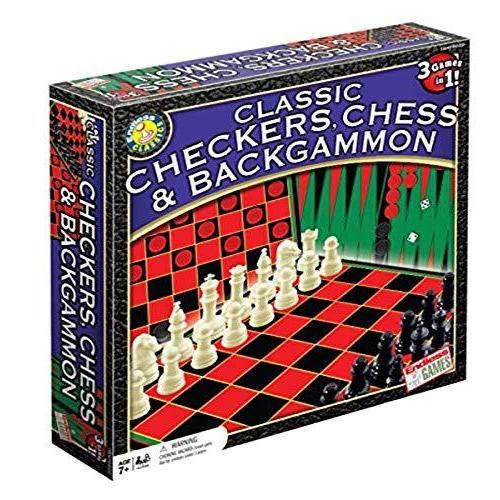 ボードゲーム 英語 アメリカ 6020 Classic Checkers, Chess and Backgammon Set - For Ages 7 Years and｜maniacs-shop