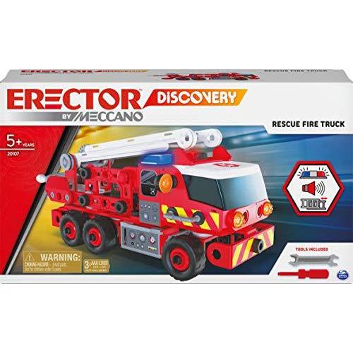 メカノ 知育玩具 パズル 6056415 Meccano Fire Truck Toy Model Car Kit (152 pcs): Battery-Powered Siren