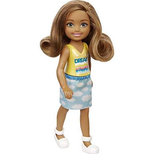 バービー バービー人形 GXT36 Barbie Chelsea Doll (6-inch Brunette) Wearing Skirt with Cloud Print and