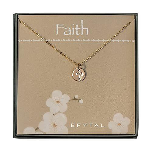 EFYTAL アクセサリー ブランド gold stamp cross CRS1-03 EFYTAL Baptism Gifts for Girl, Dainty Gold Cro