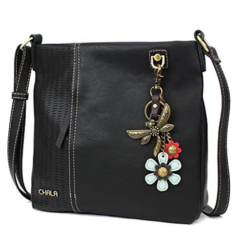 chala バッグ パッチ CHALA Laser Cut Crossbody Faux Leather - Metal Dragonfly - Black