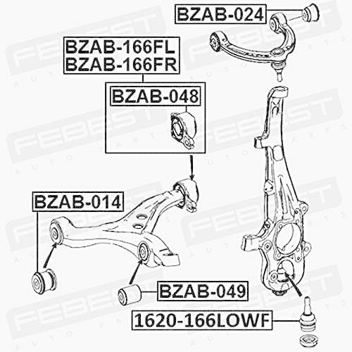 自動車パーツ 海外社外品 修理部品 1620-166LOWF Ball Joint Febest Oem A1663300235 : マニ ...