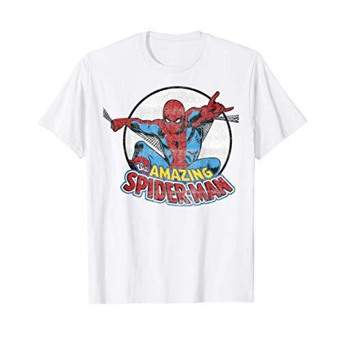 マーベル Marvel アメイジングスパイダーマン 半袖Tシャツ メンズ【Sサイズ】 ホワイト ファッシ｜maniacs-shop