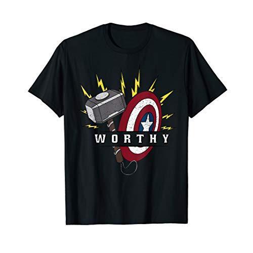 マーベル Marvel キャプテンアメリカ 立派なハンマーとシールド 半袖Tシャツ キッズ6-6x 【日本サ