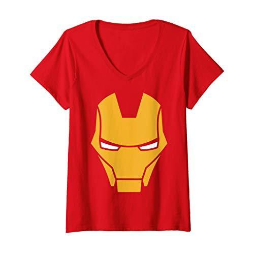 マーベル Marvel アベンジャーズ アイアンマン 半袖Tシャツ Vネック レディース  レッ