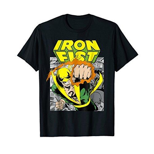 Tシャツ キャラクター ファッション PE4KNA84XXW Marvel Iron Fist Retro Comic Panel Art Punch Grap