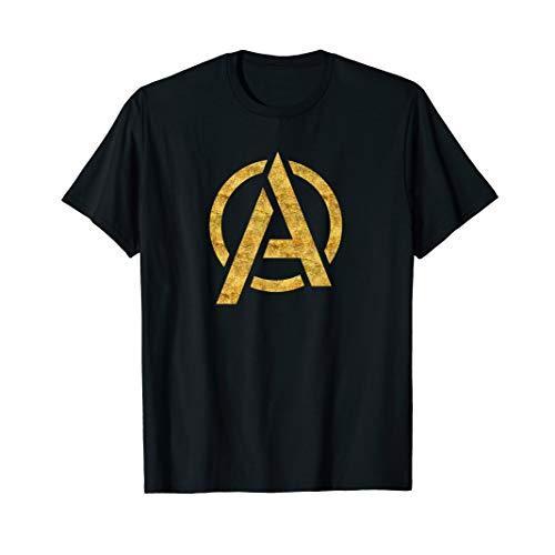 Tシャツ キャラクター ファッション WH6DQ7R3VXC Marvel Avengers A Logo Gold Foil T-Shirt
