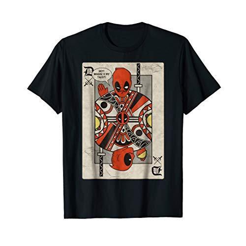 Tシャツ キャラクター ファッション G4QPMHB7TY3 Marvel Deadpool Playing Card Taco Fight Graphic T