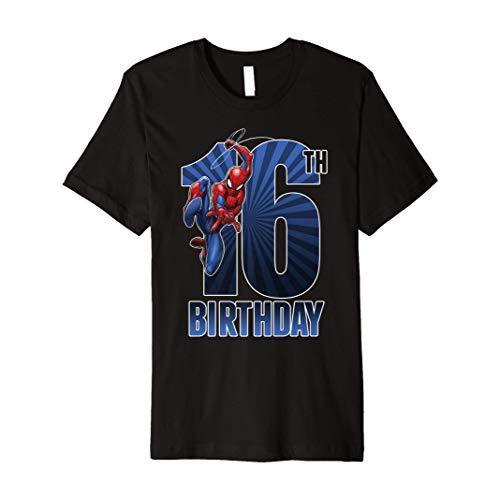マーベル Marvel スパイダーマン スイング 16歳の誕生日 半袖Tシャツ メンズ 【Sサイズ】 ブラック｜maniacs-shop