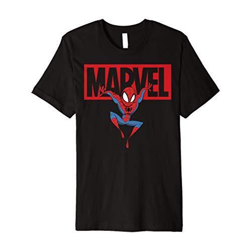 Tシャツ キャラクター ファッション 8G29WAQCBM8 Marvel Spider-Man Chibi Action Pose Logo Outline
