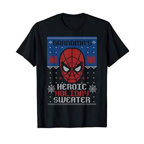 Tシャツ キャラクター ファッション J49HSS9636T Marvel Spider-Man Grandma's Heroic Holiday Christ｜maniacs-shop