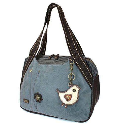 chala バッグ パッチ CHALA Large Bowling Tote Bag with coin purse Indigo (Chichik Bird - Indigo)