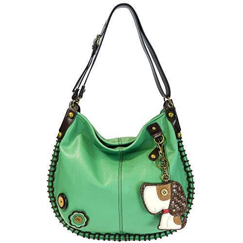 chala バッグ パッチ Chala Handbag Charming Hobo Large Tote Bag TOFFY DOG Teal Green Vegan leather CONVER