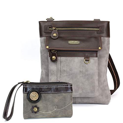 chala バッグ パッチ CHALA GEMINI Crossbody Faux Leather Gift Messenger Bag with Double Zip Wallet (Light