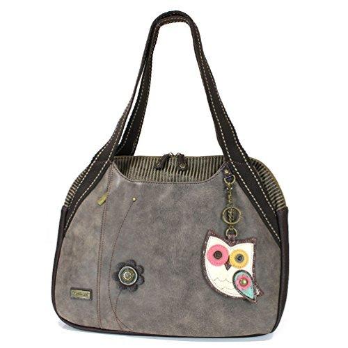 chala バッグ パッチ CHALA Bowling Tote Bag with coin purse (Stone Gray) (Owl -2)