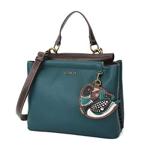chala バッグ パッチ 848LO7 CHALA Charming Satchel with Adjustable Strap - Loon Bird - Turquoise