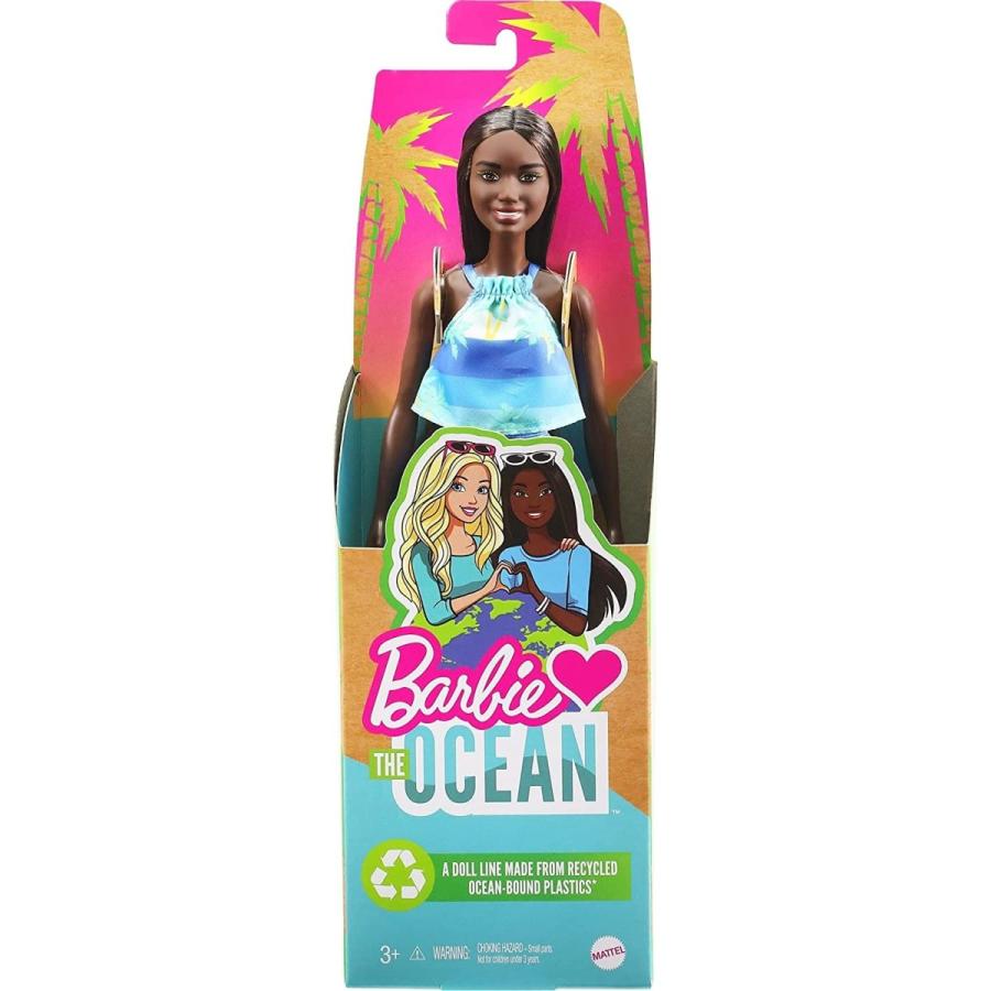 バービー バービー人形 GRB37 Barbie Loves The Ocean Doll with Brown Hair Weariing Tropical Print Dres