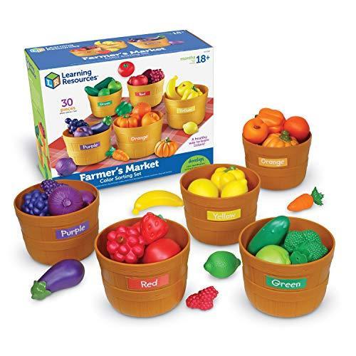知育玩具 パズル ブロック LER3060 Learning Resources Farmer's Market Color Sorting Set - Play Food f