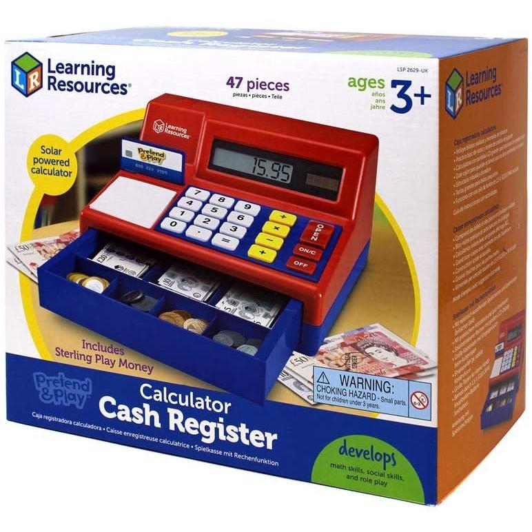 世界を買える 知育玩具 パズル ブロック LSP2629-UK Learning Resources Pretend & Play Calculator Cash Register with