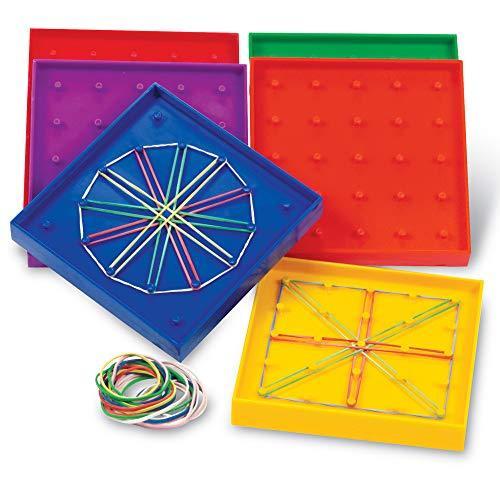 知育玩具 パズル ブロック LER0425 Learning Resources Double-Sided Rainbow Geoboards， 5"， Set of 6