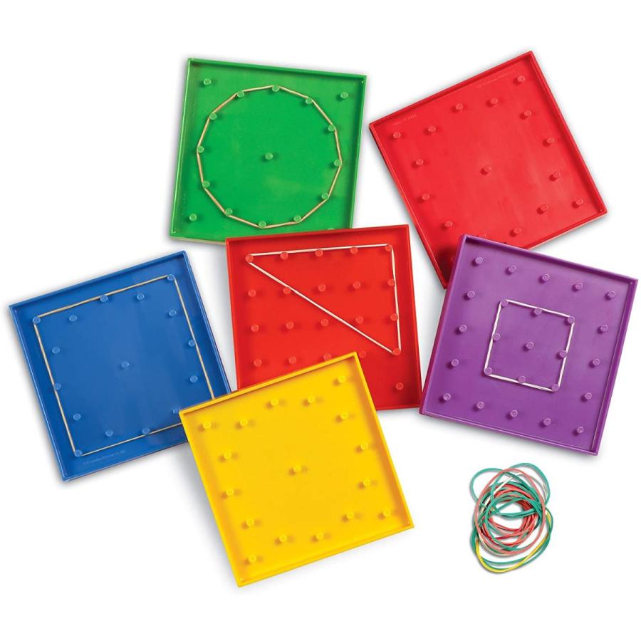 知育玩具 パズル ブロック LER0425 Learning Resources Double-Sided Rainbow Geoboards， 5"， Set of 6_1