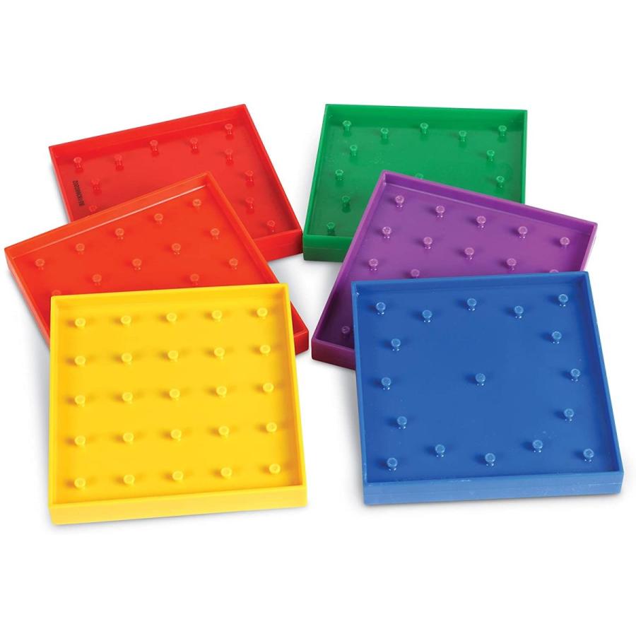 知育玩具 パズル ブロック LER0425 Learning Resources Double-Sided Rainbow Geoboards， 5"， Set of 6_3
