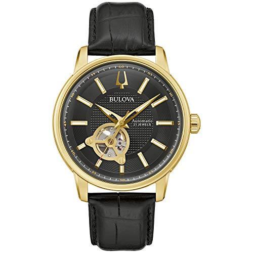 腕時計 ブローバ メンズ 97A166 Bulova Mens Classic 3-Hand Automatic Leather Strap Watch， 21-jewels，