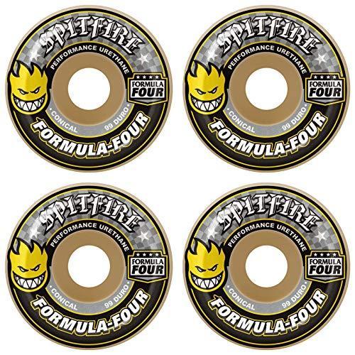 ウィール タイヤ スケボー Spitfire Wheels Formula Four Conical White / Yellow & Black Skateboard Whe