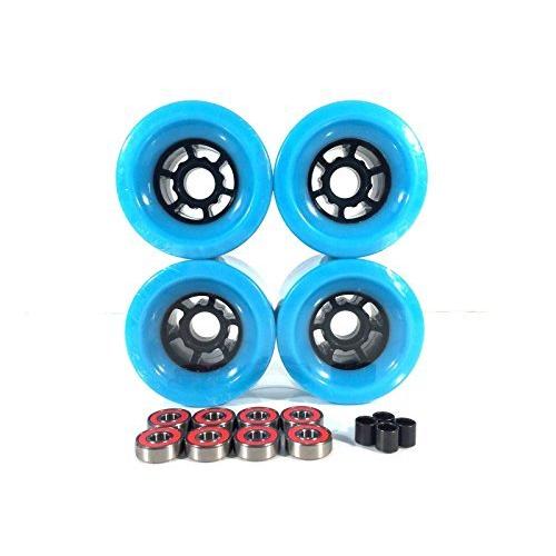 ウィール タイヤ スケボー 90mm Longboard Flywheels Wheels + ABEC 7 Bearings Spacers (Baby Blue)
