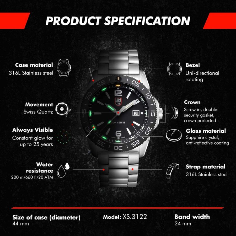 腕時計 ルミノックス アメリカ海軍SEAL部隊 XS.3122 Luminox Pacific Diver XS.3122 Mens Watch 44mの画像