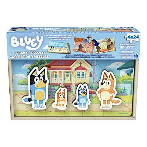 ジグソーパズル 海外製 アメリカ 6063255 Spin Master Games， Bluey Puzzles 4-Pack， Wooden Jigsaw Pu