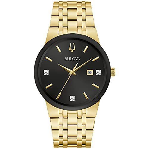 腕時計 ブローバ メンズ 97D127 Bulova Men's Modern Gold Tone Stainless Steel 3-Hand Calendar Date Qua｜maniacs-shop