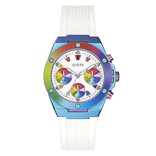 腕時計 ゲス GUESS GW0030L6 GUESS Women's Stainless Steel Quartz Watch with Silicone Strap, Multicolor, 20