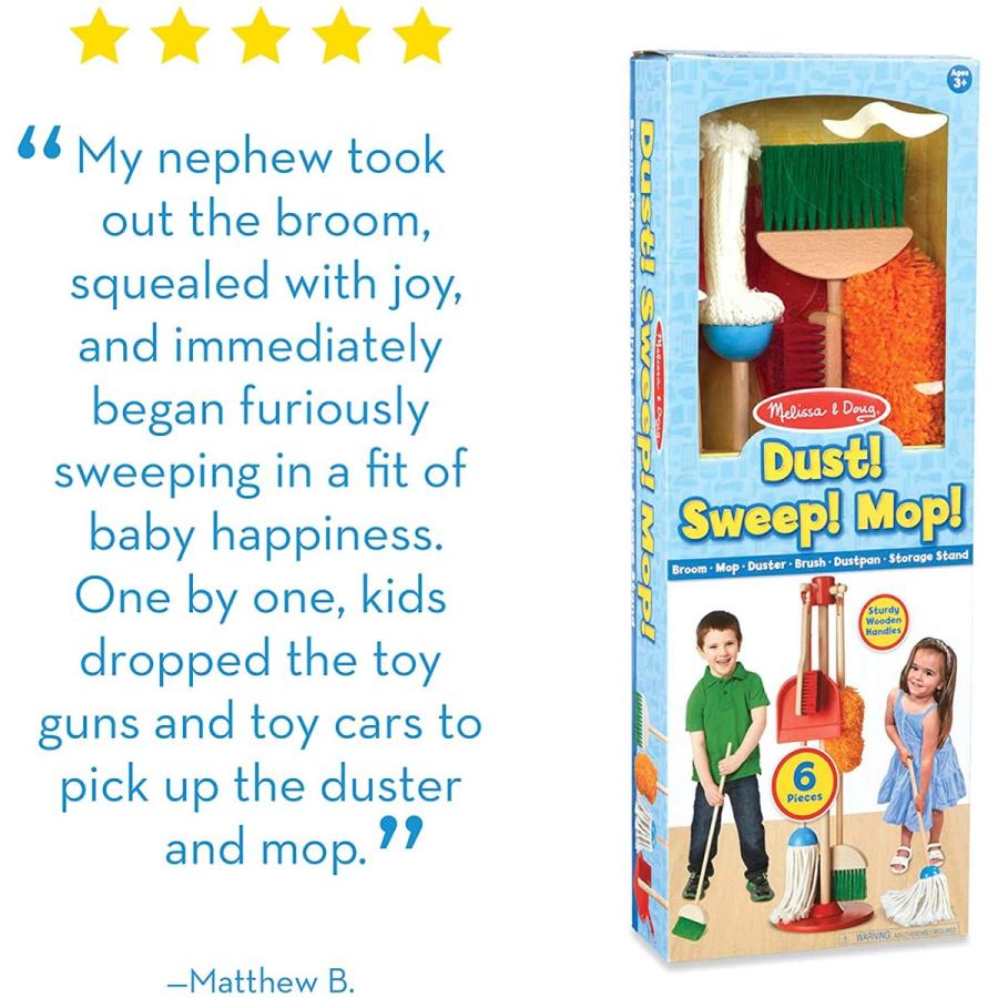 メリッサ&ダグ おもちゃ 知育玩具 8600 Melissa & Doug Dust! Sweep! Mop! 6-Piece Pretend Play Set_4