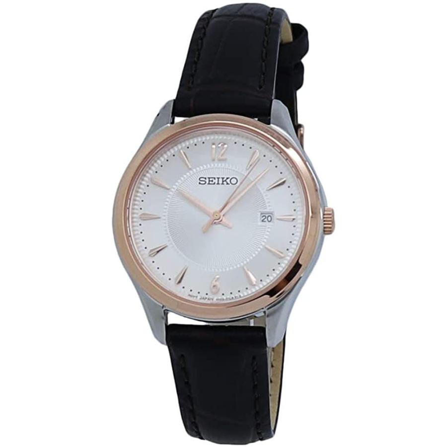 腕時計 セイコー レディース SUR428 SEIKO Noble Quartz Silver Dial Brown Leather Ladies Watch SUR428