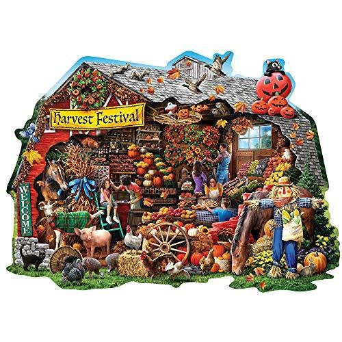 ジグソーパズル 海外製 アメリカ 44356 Bits and Pieces - Fall Harvest Barn Shaped 750 Piece Jigsaw