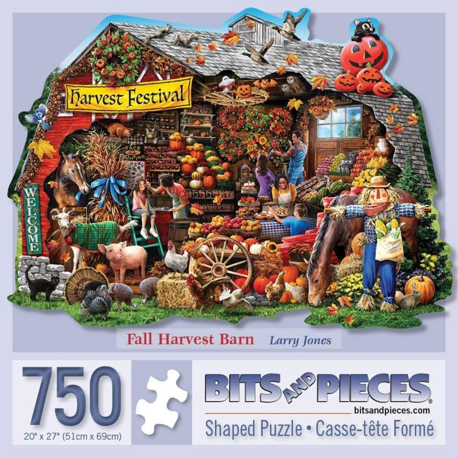 ジグソーパズル 海外製 アメリカ 44356 Bits and Pieces - Fall Harvest Barn Shaped 750 Piece Jigsaw_1