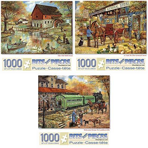 ジグソーパズル 海外製 アメリカ 49213 Bits and Pieces Value Set of Three Jigsaw Puzzles for Adult
