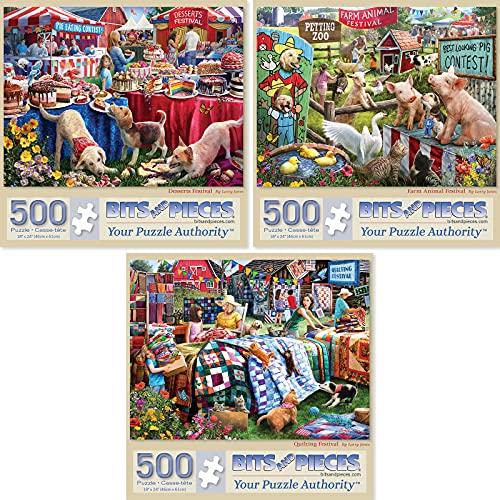 当てもの 外国で製 亜米利加 48324 Bits and Pieces ? Value Set of Three Jigsaw Puzzles for A パズル-ゲーム、おもちゃ-ジグソーパズル