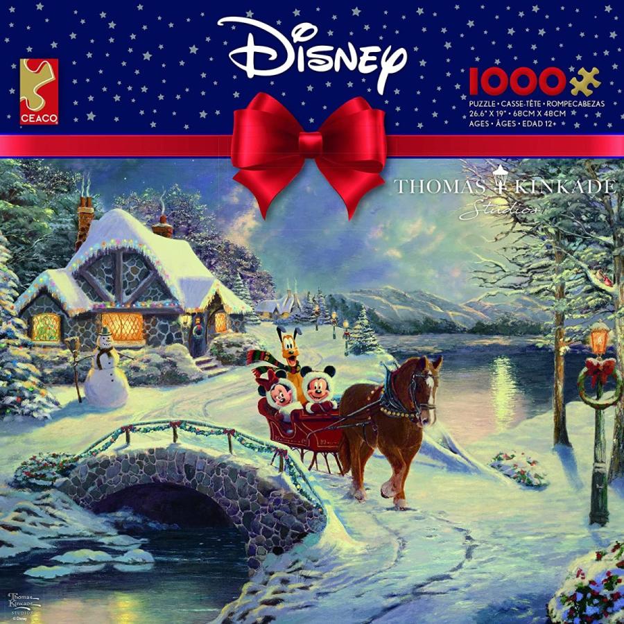 ジグソーパズル 海外製 アメリカ 3328-50 Ceaco - Thomas Kinkade - Disney Holiday - Mickey \u0026 Minnieの画像