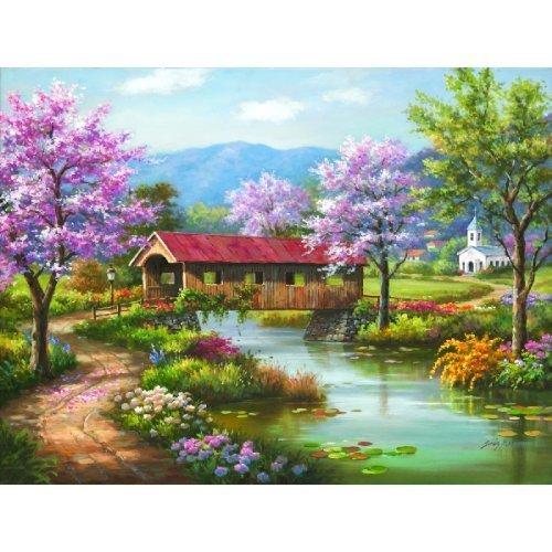 ジグソーパズル 海外製 アメリカ 36604 SUNSOUT INC - Covered Bridge in Spring - 300 pc Jigsaw Puzz