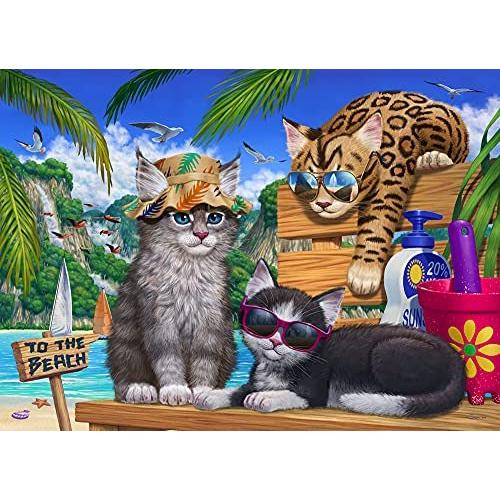 ジグソーパズル 海外製 アメリカ Vermont Christmas Company Beach Cats Jigsaw Puzzle 1000 Piece