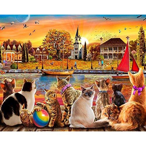 ジグソーパズル 海外製 アメリカ VC1101 Vermont Christmas Company Dockside Cats Jigsaw Puzzle 1000