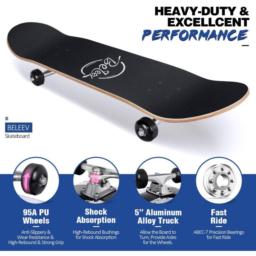 【国内配送】 スタンダードスケートボード スケボー 海外モデル BE031 BELEEV Skateboards for Beginners， 3