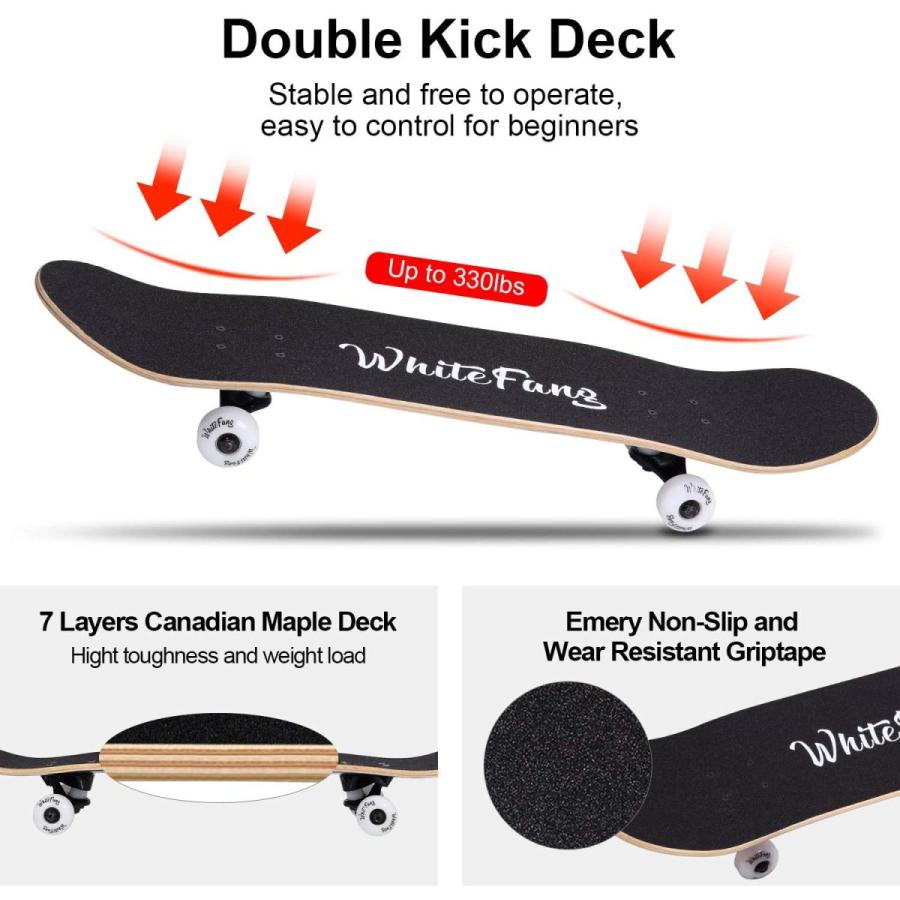 スタンダードスケートボード スケボー 海外モデル MZ180002 WhiteFang Skateboards for Beginn_2