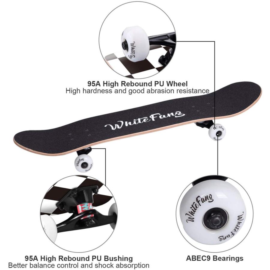 スタンダードスケートボード スケボー 海外モデル MZ180002 WhiteFang Skateboards for Beginn_4
