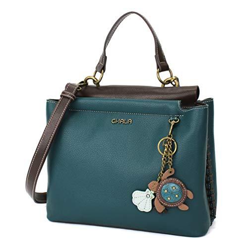 chala バッグ パッチ S848TU7 CHALA Charming Satchel with Adjustable Strap - Mini Keychain Turtle - Turquo
